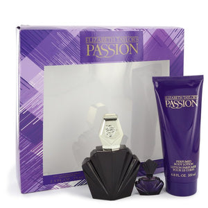 PASSION by Elizabeth Taylor Gift Set -- 2.5 oz Eau De Toilette Spray + .12 oz Mini EDP + 6.8 oz Body Lotion for Women