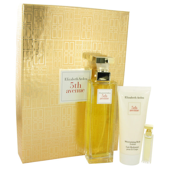 5TH AVENUE by Elizabeth Arden Gift Set -- 4.2 oz Eau De Parfum Spray + .12 oz Mini + 3.3 oz Body Lotion for Women