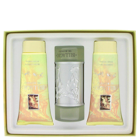 BELLAGIO by Bellagio Gift Set -- 3.4 oz Eau De Parfum Spray + 6.8 oz Shower Gel + 6.8 oz Body Lotion for Women