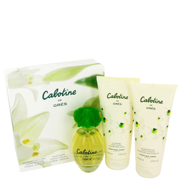 CABOTINE by Parfums Gres Gift Set -- 3.4 oz Eau De Toilette Spray + 6.7 oz Body Lotion + 6.7 oz Shower Gel for Women
