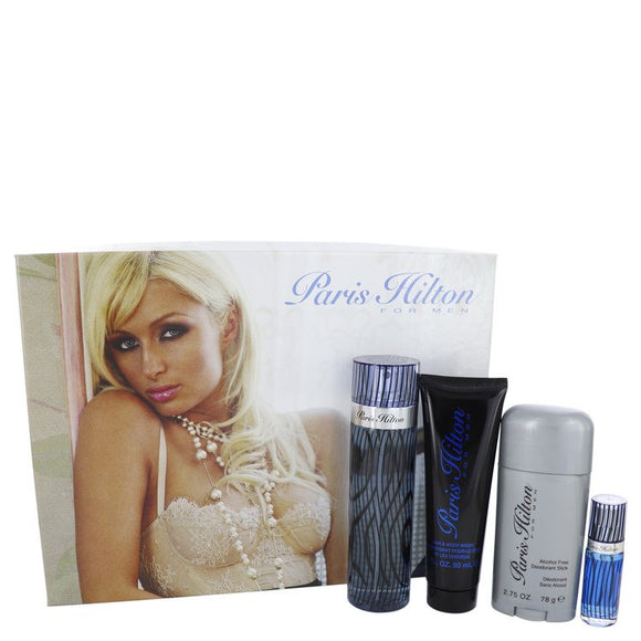 Paris Hilton by Paris Hilton Gift Set -- 3.4 oz  Eau De Toilette Spray + 3 oz Body Wash + 2.75 oz Deodorant Stick + .25 Mini EDT Spray for Men