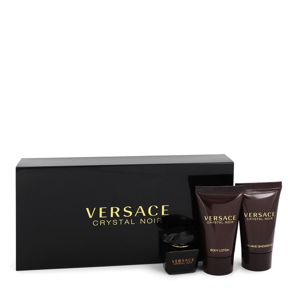 Crystal Noir by Versace Gift Set -- .17 oz Mini EDT + .8 oz Shower Gel + .8 oz Body Lotion for Women