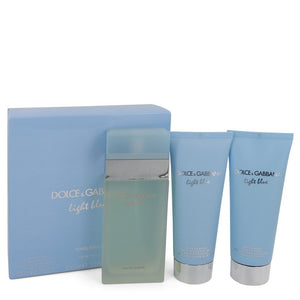 Light Blue by Dolce & Gabbana Gift Set -- 3.3 oz Eau De Toilette Spray + 3.3 oz Body Cream + 3.3 oz Shower Gel for Women