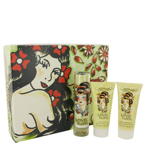 Love & Luck by Christian Audigier Gift Set -- 1.7 oz Eau De Parfum Spray + 3 oz Body Lotion + 3 oz Bath & Shower Gel for Women