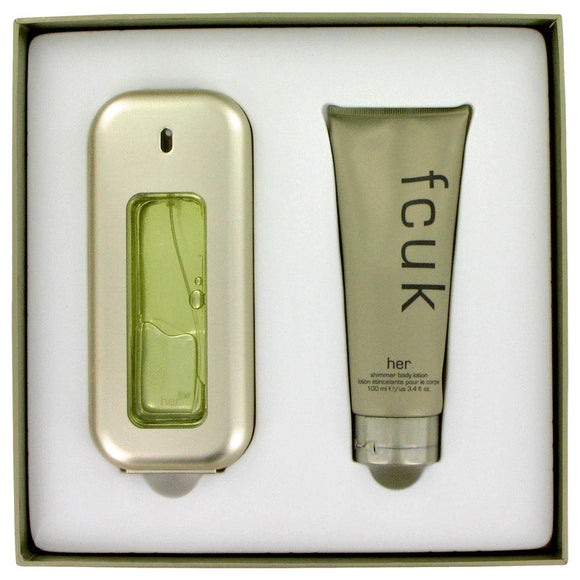 FCUK by French Connection Gift Set -- 3.4 oz Eau De Toilette Spray + 3.4 oz  Body Lotion for Women