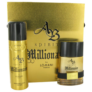 Spirit Millionaire by Lomani Gift Set -- 3.3 oz Eau De Toilette Spray + 6.6 oz Deodorant Spray for Men