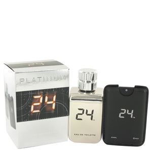 24 Platinum The Fragrance by ScentStory Eau De Toilette Spray + 0.8 oz Mini Pocket Spray 3.4 oz for Men