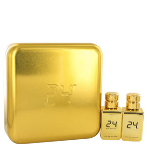 24 Gold Oud Edition by ScentStory Gift Set -- 24 Gold 1.7 oz Eau De Toilette Spray + 24 Gold Oud 1.7 oz Eau De Toilette Spray for Men