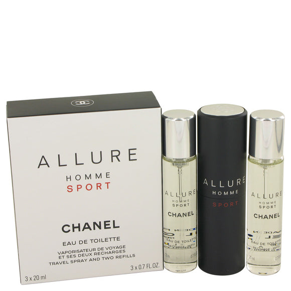 Allure Homme Sport by Chanel Mini EDT Spray + 2 Refills 3 x .7 oz for Men