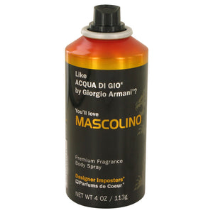 Designer Imposters Mascolino by Parfums De Coeur Body Spray (Tester) 4 oz for Men