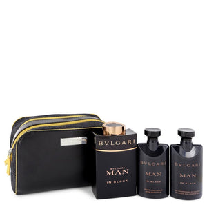 Bvlgari Man In Black by Bvlgari Gift Set -- 3.4 oz Eau De Parfum Spray + 2.5 oz After Shave Balm +2.5 oz Shower Gel + Free Pouch for Men