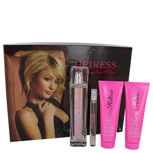 Paris Hilton Heiress by Paris Hilton Gift Set -- 3.4 oz Eau De Parfum Spay + .34 oz Mini EDP Pen Spray + 3 oz Body Lotion + 3 oz Shower Gel for Women