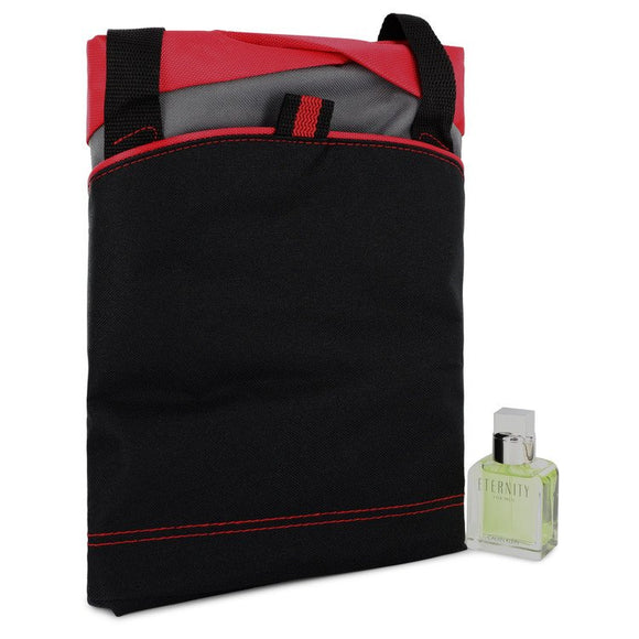 ETERNITY by Calvin Klein Gift Set -- 1 oz  Eau De Toilette Spray + Medium Red Contrast Duffle Bag for Men