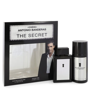 The Secret by Antonio Banderas Gift Set -- 3.4 oz Eau De Toilette Spray + 5.1 oz Deodorant Spray for Men