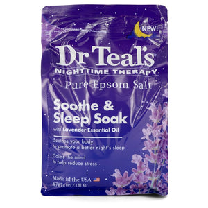 Dr Teal's Nighttime Therapy Pure Epsom Salt by Dr Teal's Sooth & Sleep Soak with Lavender Essential Oil 4 pounds for Men
