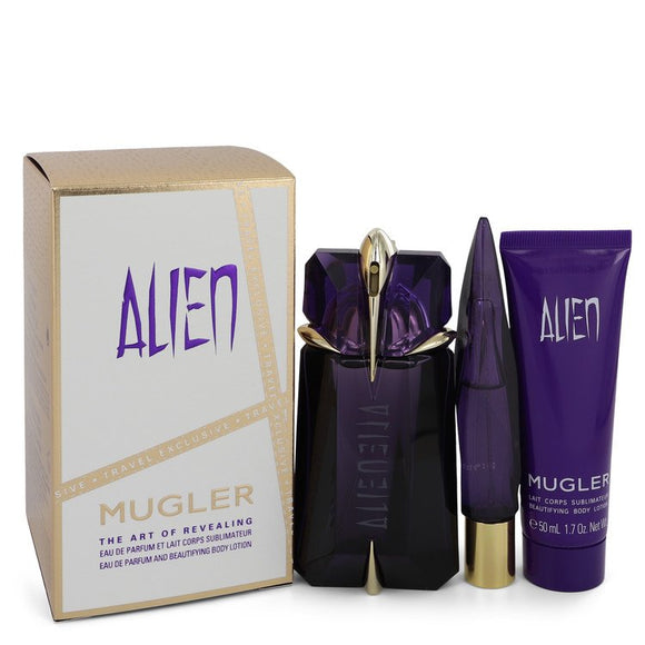 Alien by Thierry Mugler Gift Set -- 2 oz Eau De Parfum Spray Refillable + 1.7 oz Body Lotion + 0.3 oz Mini EDP Refillable Spray for Women