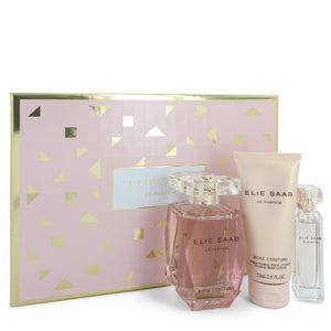 Le Parfum Elie Saab Rose Couture by Elie Saab Gift Set -- 3 oz Eau De Toilette Spray + 0.33 Mini EDT Spray + 2.5 oz Body Lotion   for Women