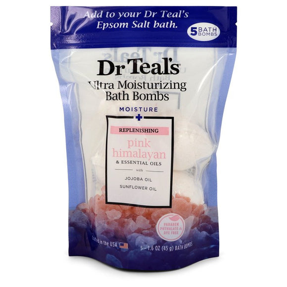 Dr Teal's Ultra Moisturizing Bath Bombs by Dr Teal's Five (5) 1.6 oz Moisture Replenishing Bath Bombs with Pink Himalayan, Essential Oils, Jojoba Oil, Sunflower Oil (Unisex) 1.6 oz for Men