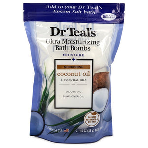 Dr Teal's Ultra Moisturizing Bath Bombs by Dr Teal's Five (5) 1.6 oz Moisture Rejuvinating Bath Bombs with Coconut oil, Essential Oils, Jojoba Oil, Sunfower Oil (Unisex) 1.6 oz for Men