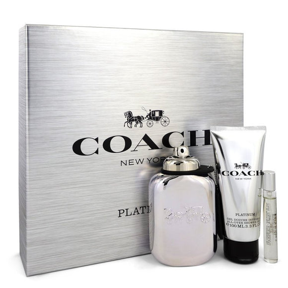 Coach Platinum by Coach Gift Set -- 3.3 oz Eau De Parfum Spray + 3.3 oz Shower Gel + .25 oz Mini EDP Spray for Men