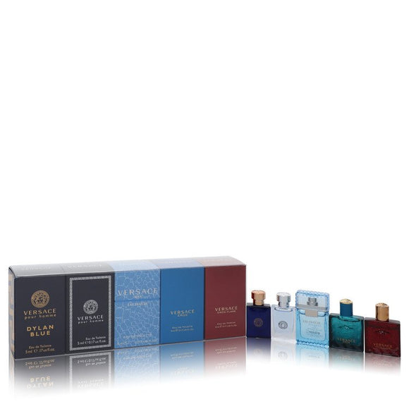 Versace Pour Homme Dylan Blue by Versace Gift Set -- 5 piece mini variety set includes Versace Pour Homme, Dylan Blue, Versace Pour Homme, Versace Man Eau Fraiche, Versace Eros and Versace Eros Flame all in .17 oz sizes. for Men