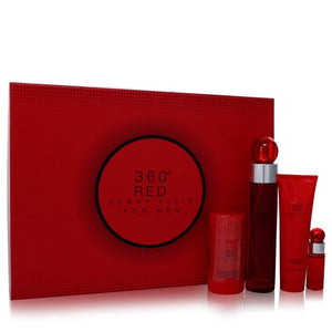 Perry Ellis 360 Red by Perry Ellis Gift Set -- 3.4 oz Eau De Toilette Spray + 2.75 Deodorant Stick + 3 oz Shower Gel + .25 Mini EDT Spray for Men