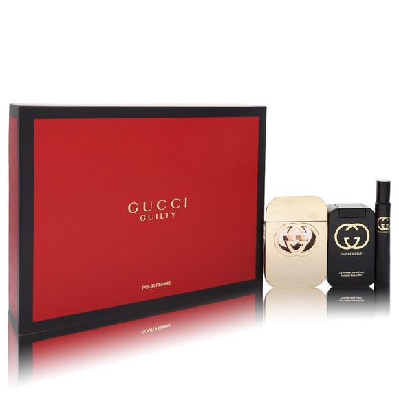 Gucci Guilty Pour Femme by Gucci Gift Set -- 2.5 oz Eau De Toilette Spray + 3.3 oz Body Lotion + 0.25  Mini EDT Spray for Women