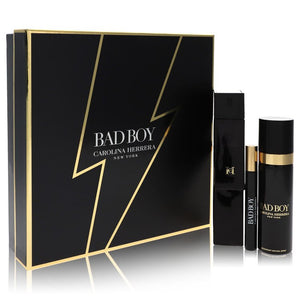 Bad Boy by Carolina Herrera Gift Set -- 3.4 oz Eau De Toilette Spray + .34 oz Mini EDT Spray + 3.4 oz Deodorant Spray for Men