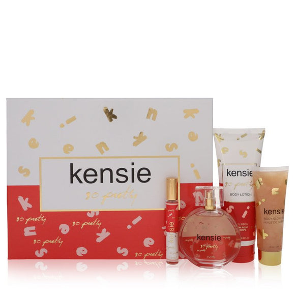 Kensie So Pretty by Kensie Gift Set -- 3.4 oz Eau De Parfum Spray + .34 oz Mini EDP Spray + 2.5 oz Body Glow Oil + 6.8 oz Body Lotion for Women