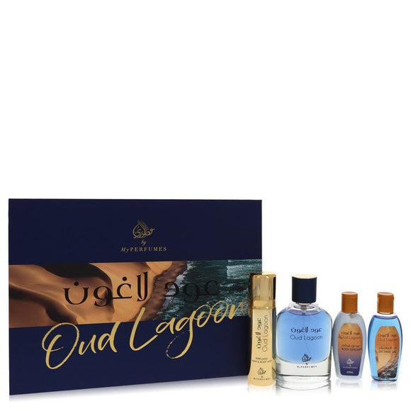 Oud Lagoon by My Perfumes Gift Set -- 3.4 oz Eau De Parfum Spray + 3.4 oz Perfumed Hair & Body Mist + 2 oz Shower Gel + 2 oz Body Lotion for Women