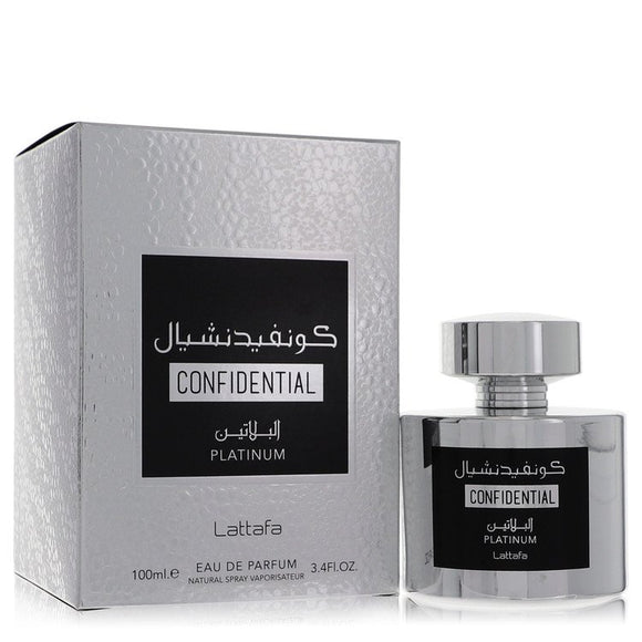 Lattafa Confidential Platinum by Lattafa Eau De Parfum Spray (Unisex) 3.4 oz for Men