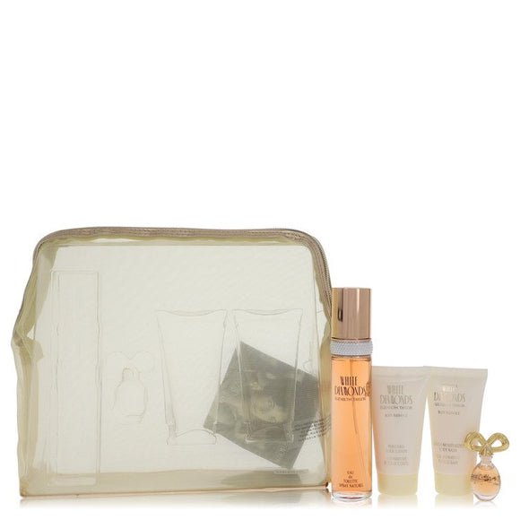 WHITE DIAMONDS by Elizabeth Taylor Gift Set -- 1.7 oz Eau De Toilette Spray + .12 oz Mini Parfum + 1.7 oz Perfumed Body Lotion + 1.7 oz Body Wash + Mesh Bag for Women