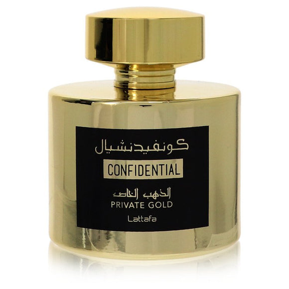 Lattafa Confidential Private Gold by Lattafa Eau De Parfum Spray (Unisex Unboxed) 3.4 oz for Men